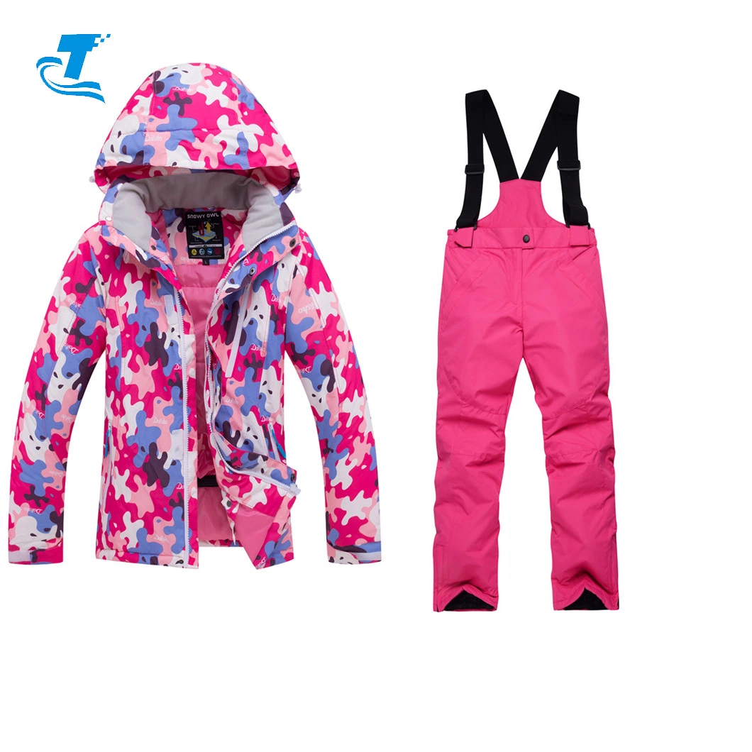 Pink Color Girls Woman Suits Winter Waterproof Clothing Ski Jackets and Pants