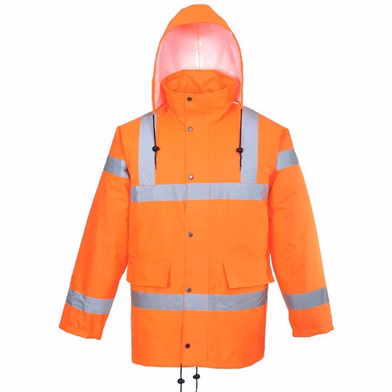 야외 방수 반사 안전 조정 가능한 까마귀 비옷 Hi Vis 안전 작업복 재킷