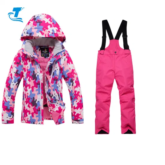 핑크 색상 여자 여자 정장 겨울 방수 의류 스키 재킷과 바지